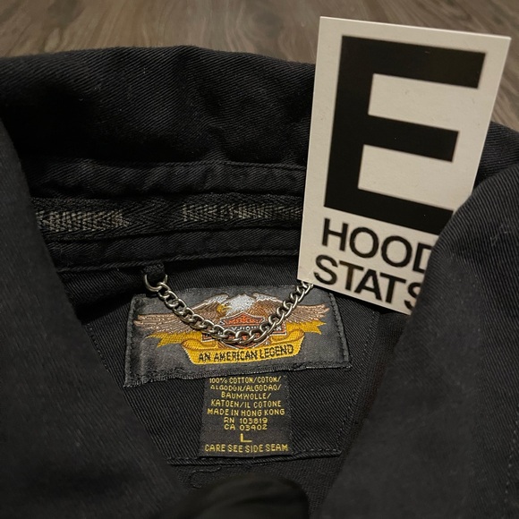 Harley Davidson Black Button Down Long Sleeve Embroidered Logo Mens Size L Shirt - Picture 16 of 17